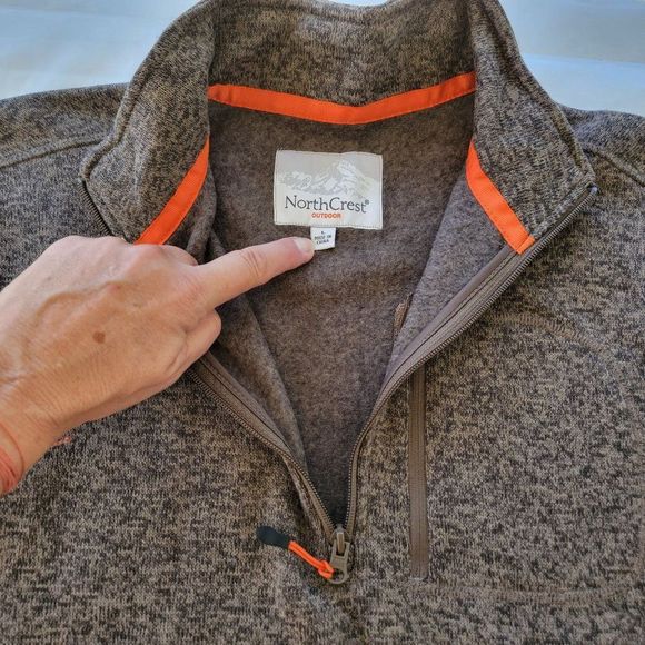 Northcrest Mock Neck Quarter Zip Shacket Mens L Shirt Jacket Brown Long Sleeve - Picture 4 of 11